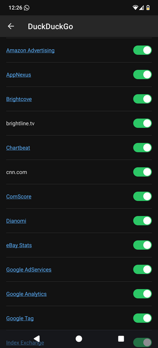 Overview of some of the trackers used by the app