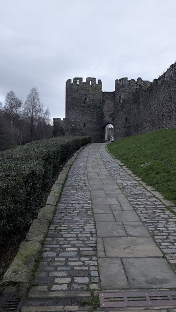 Path up to Conwy castle. In the gloom