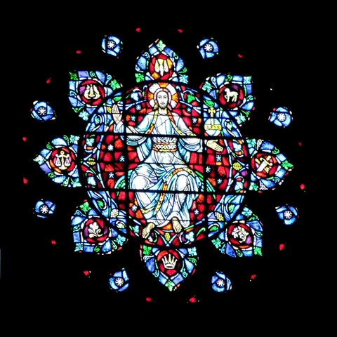 marsh chapel stained glass flower hosting jesus