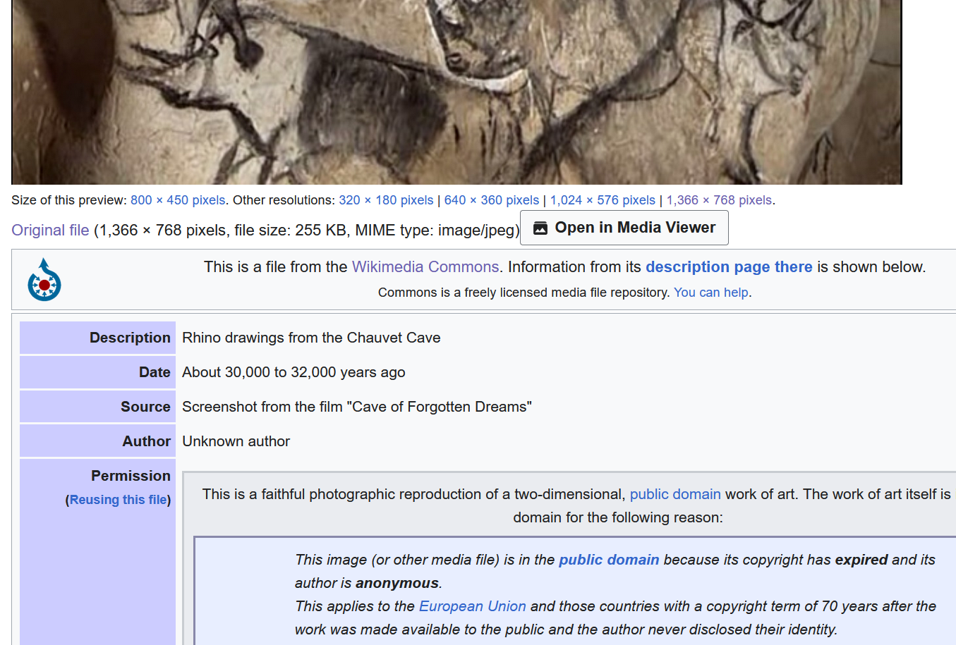 Date 	About 30,000 to 32,000 years ago

This image (or other media file) is in the public domain because its copyright has expired and its author is anonymous.