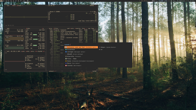 Scrot of dwm 6.8 on VoidLinux