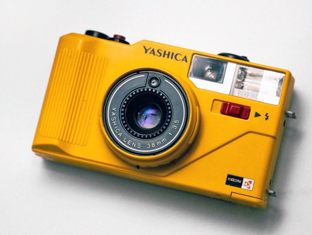 old yashica camera bright yellow