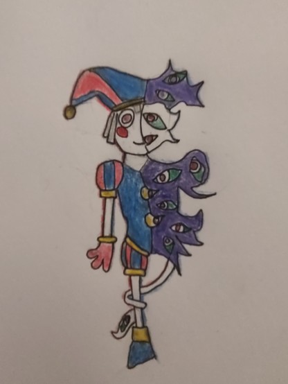 pomni but her left half is an abstraction 