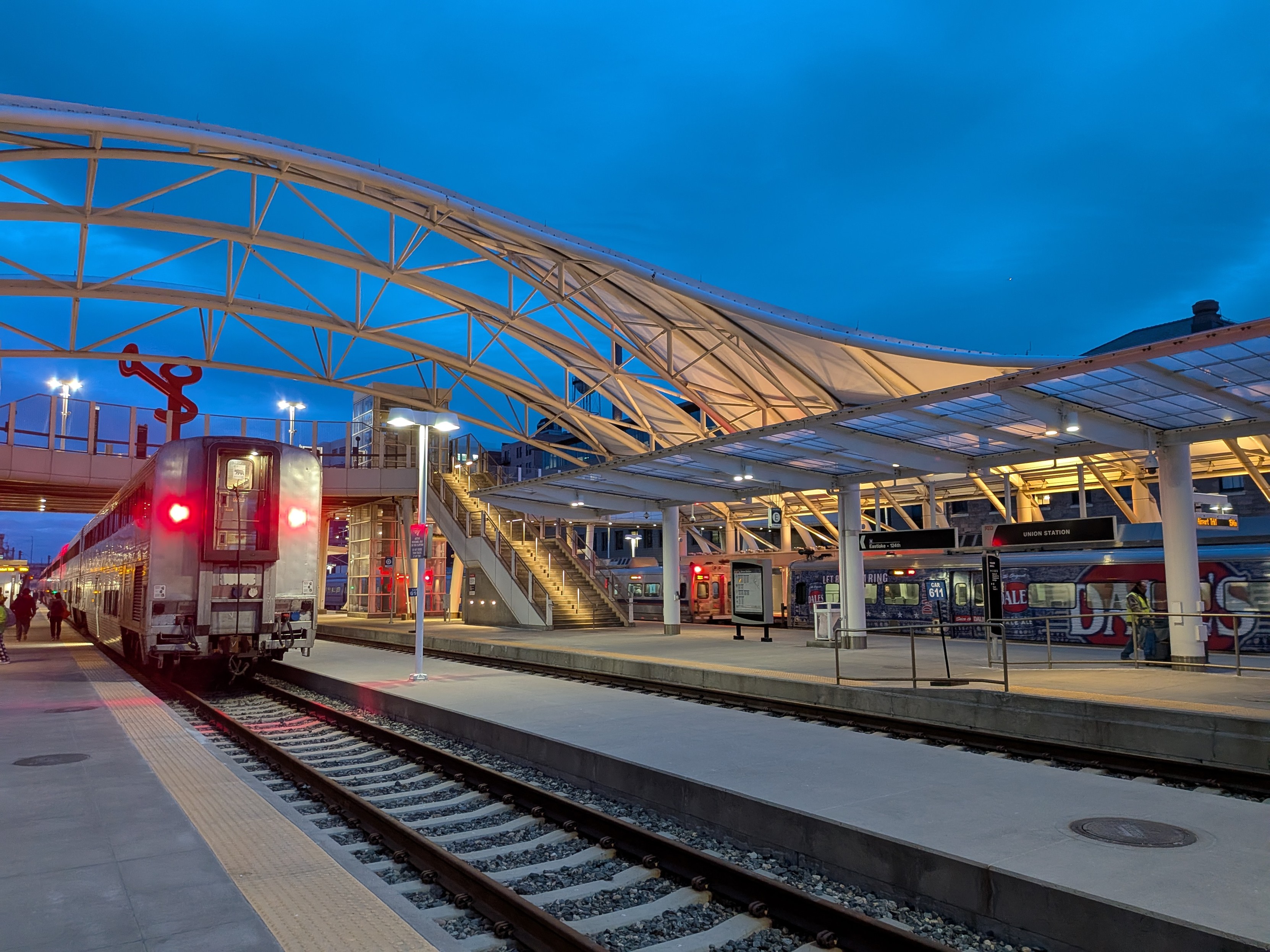 Denver Union Station, Airport train just leaving in the background