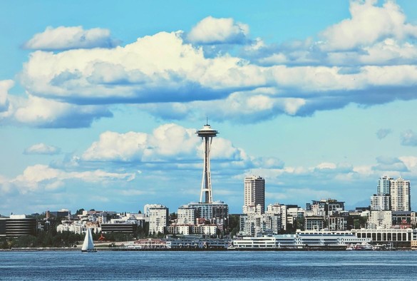 Seattle space needle and waters with beautiful clouds. if u know the photographer let me know!