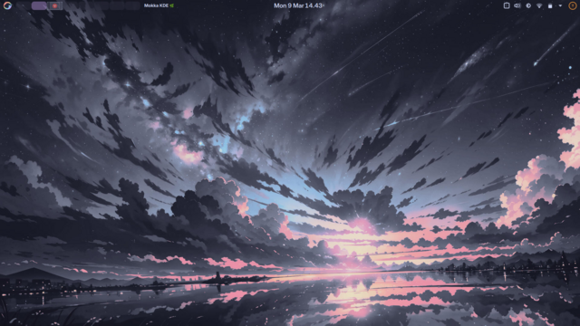 Scrot of the Garuda Mokka desktop, a customized KDE spin