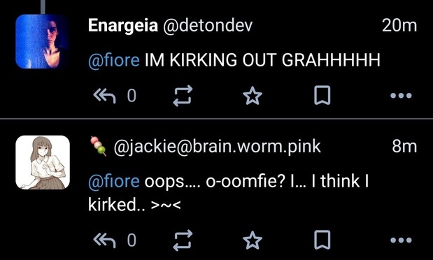 IM KIRKING OUT versus I think I kirked