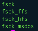 fsck
fsck_ffs
fsck_hfs
fsck_msdos