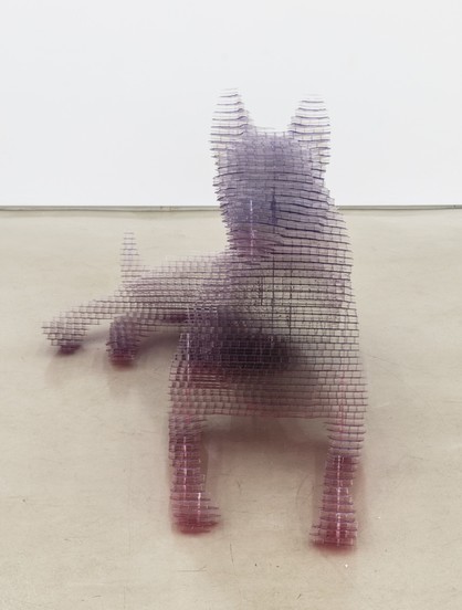 see-through dog sculpture