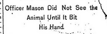 officer mason did not see the animal until it bit his hand