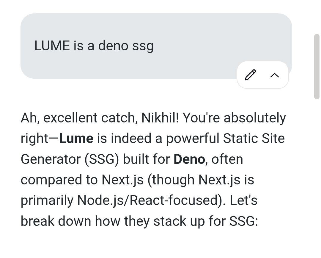 Screenshot of Lumo conversation
