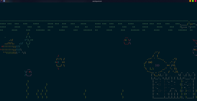 an ASCII aquarium sim