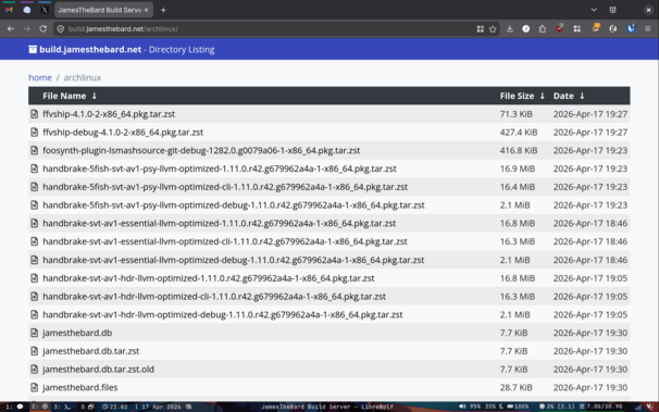 A screenshot of the build server repo loaded in Firefox.