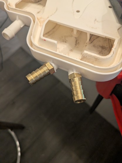 Brass barbs installed