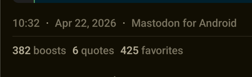 Microsoft toot: 382 boosts 6 quotes 425 favorites