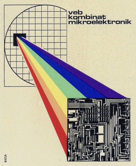 veb kombinat mikroelektronik
intricate micro electronic layout rainbow
