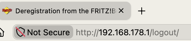 Deregistration from the FRITZ!Box
Not Secure http://192.168.178.1/logout/