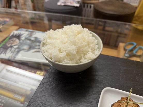 A rice bowl filled with twice as much rice as it’s supposed to hold