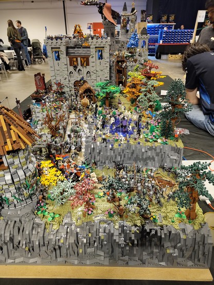 Overview of a Medieval castle in LEGO.