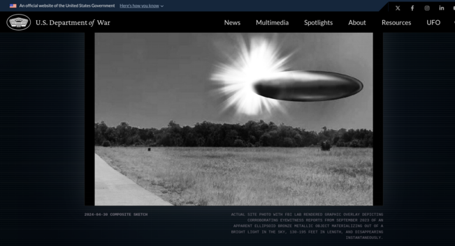 screenshot of the war.gov site, greyscale