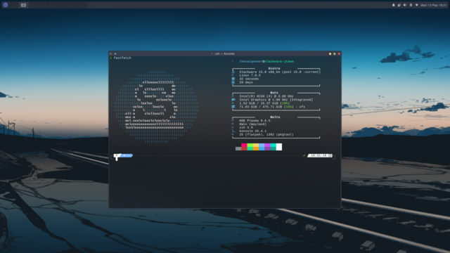 fetch of Slackware Current running the latest Plasma 6.6.5