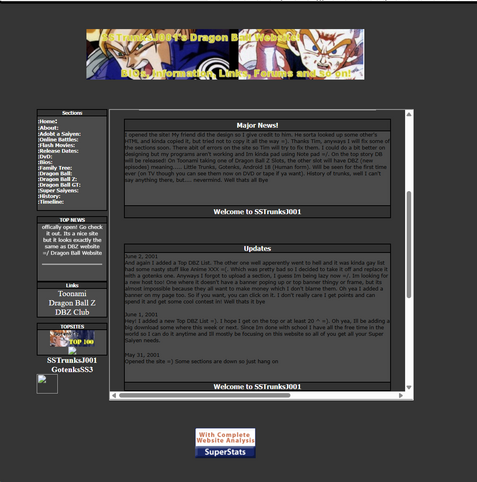 Early 2000s Dragon Ball Z website