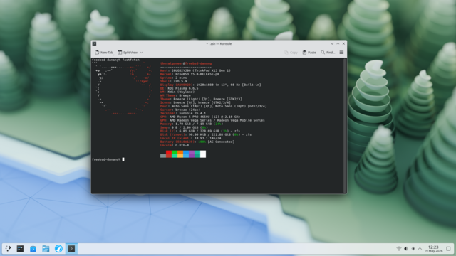 Fetch of a KDE Wayland session on FreeBSD.