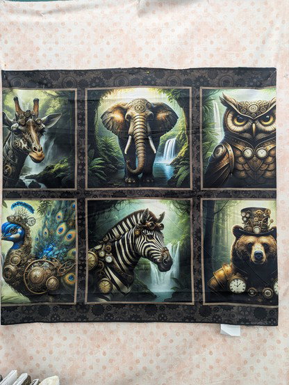 Steampunk animals, bear, zebra, peacock, owl and elephant.