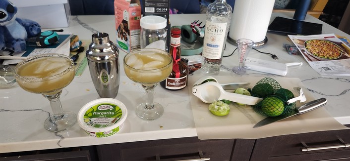 Margaritas ingredients and paraphernalia