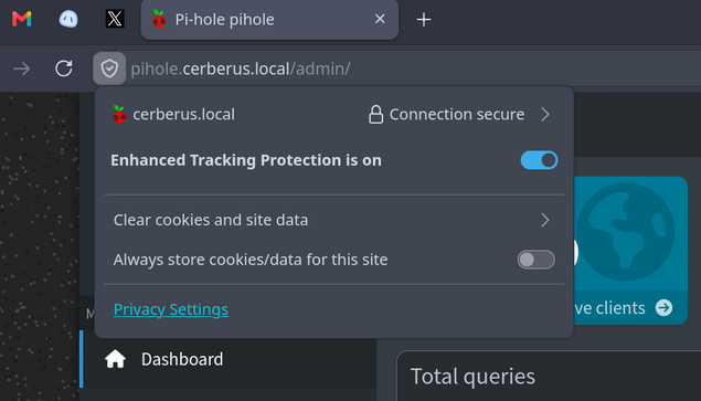 Proof that the certs are valid and that everything is happy with the Pihole UI.