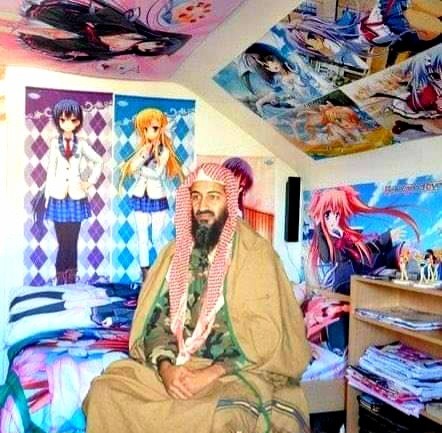 osama bin laden in giga weeb anime poster bedroom