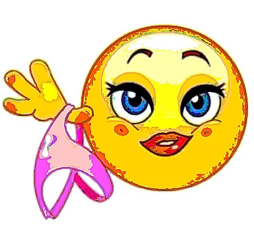 creepy ahh glossy dolled up emoji holding her panties