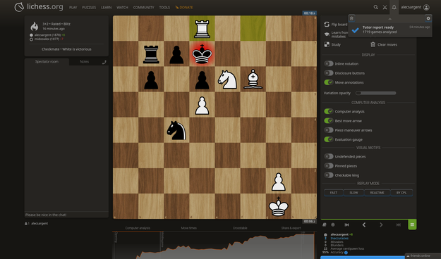 Screenshot of Lichess showing an open notification menu with "Liquid Glass" design in the buttons (but not everywhere else).