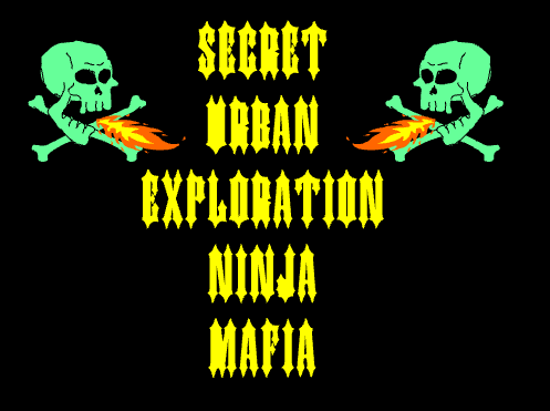 logo with green skulls and crossbones with flames coming out they mouths