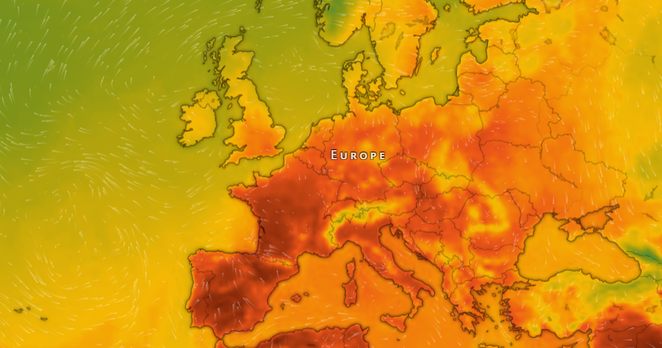 Europe temperatures map.