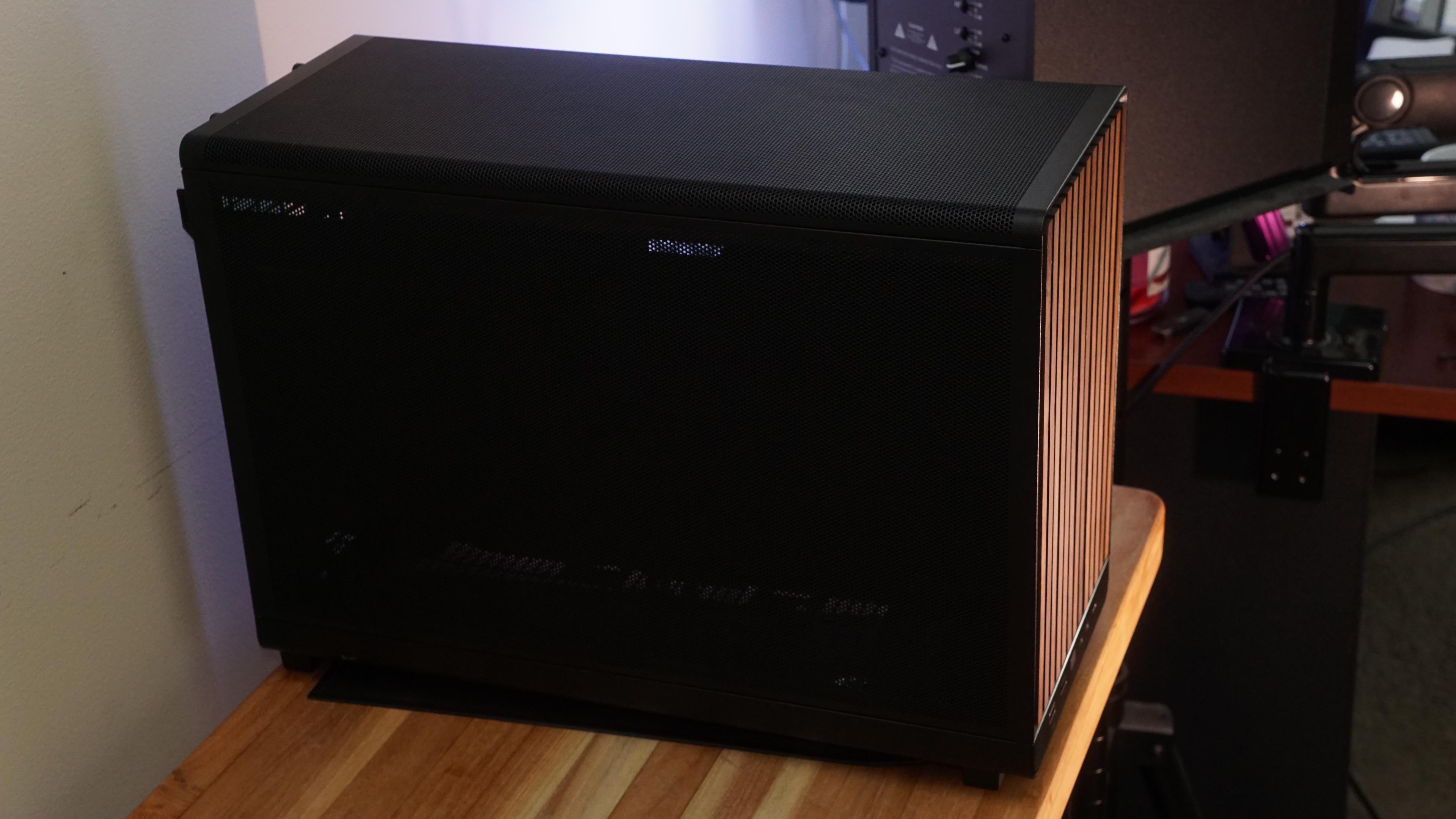 The side of the Lian-Li A3-mATX computer case.