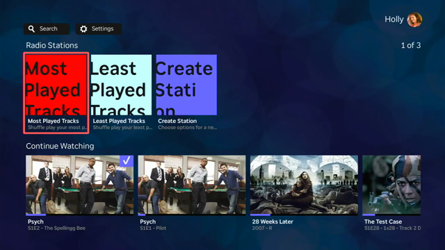 Video demonstration showing a user using Jellyfin for Roku to create a new radio station then playing it.