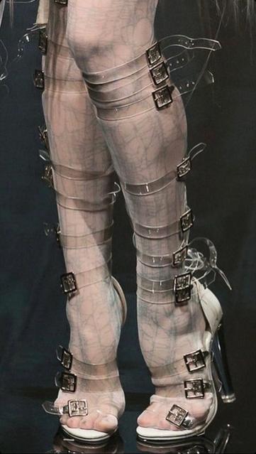 Alice Auaa Spring / Summer 2014. veiny leggings and transparent straps for heels, antique grunge