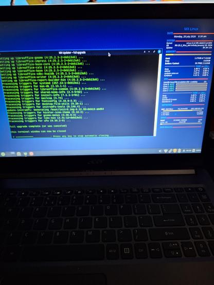 Linux update on laptop.  Three and a quarter minutes boot to completion.