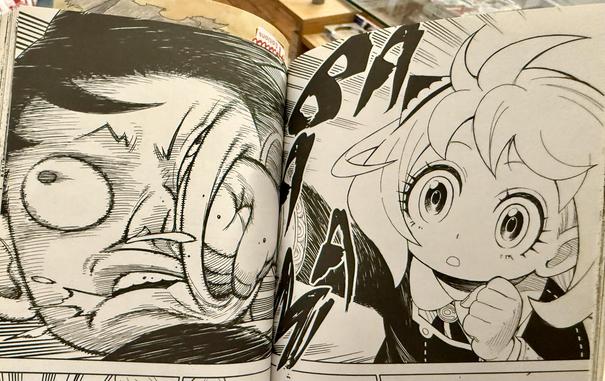 Double-page of Spy x Family vol 2 where Anya beats the shit out of Desmond
