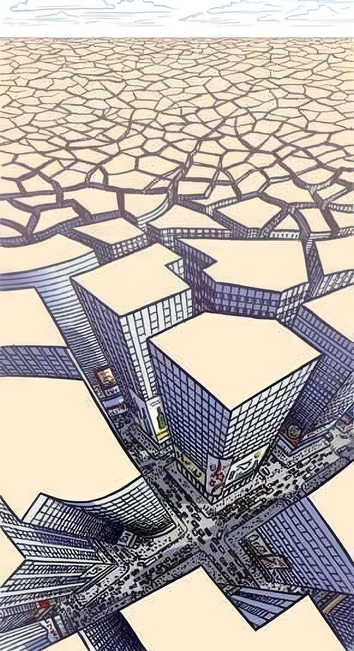 urban development by christopher vorlet. Desert illusion turns to city blocks and skyscrapers