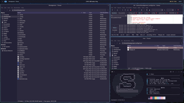 Multiple windows on river-classic wm, Slackware Current