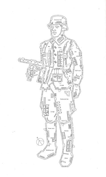 a soldier thats a house blueprint