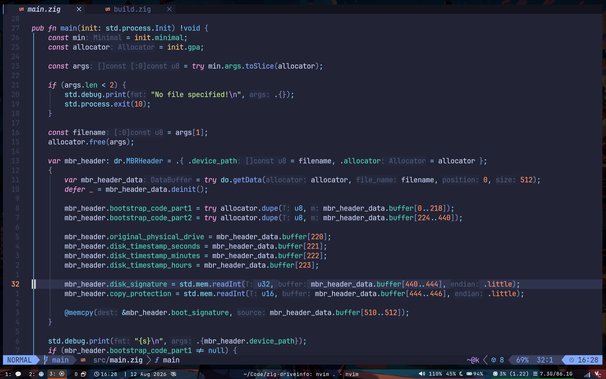 MBR breakdown in Zig via `neovim`.
