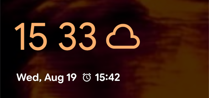 Showing an alarm at 15:42