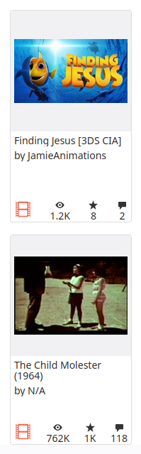 first result is Finding Jesus Nemo ripoff, second result is The Child Molester (1964)