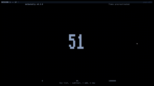 Demonstrating editing an existing counter and deleting other existing counters in dolbotally v0.3.1