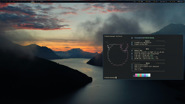 Scrot of a fetch on FreeBSD SwayFX
