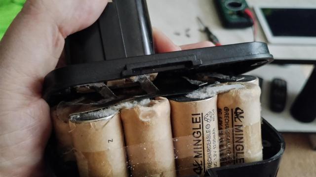 Corroded batteries from hand drill