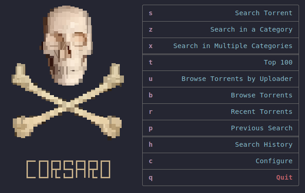 corsaro running in a terminal window